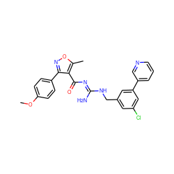 COc1ccc(-c2noc(C)c2C(=O)/N=C(\N)NCc2cc(Cl)cc(-c3cccnc3)c2)cc1 ZINC000095578752