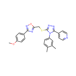 COc1ccc(-c2noc(CSc3nnc(-c4ccncc4)n3-c3ccc(C)c(C)c3)n2)cc1 ZINC000008612127