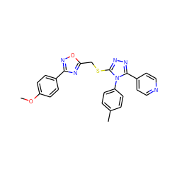 COc1ccc(-c2noc(CSc3nnc(-c4ccncc4)n3-c3ccc(C)cc3)n2)cc1 ZINC000008612123