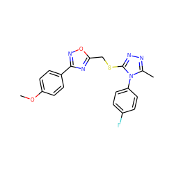 COc1ccc(-c2noc(CSc3nnc(C)n3-c3ccc(F)cc3)n2)cc1 ZINC000006804373