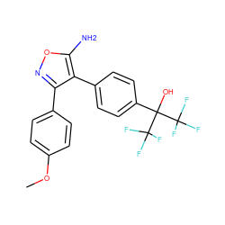 COc1ccc(-c2noc(N)c2-c2ccc(C(O)(C(F)(F)F)C(F)(F)F)cc2)cc1 ZINC000028568024