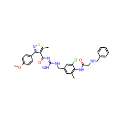 COc1ccc(-c2nsc(C)c2C(=O)/N=C(\N)NCc2cc(C)c(NC(=O)CNCc3ccccc3)c(Cl)c2)cc1 ZINC000095574599