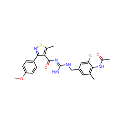 COc1ccc(-c2nsc(C)c2C(=O)/N=C(\N)NCc2cc(C)c(NC(C)=O)c(Cl)c2)cc1 ZINC000043151686