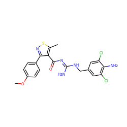 COc1ccc(-c2nsc(C)c2C(=O)/N=C(\N)NCc2cc(Cl)c(N)c(Cl)c2)cc1 ZINC000043151687