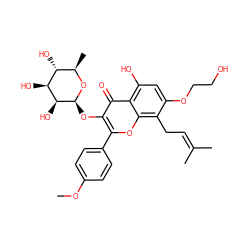 COc1ccc(-c2oc3c(CC=C(C)C)c(OCCO)cc(O)c3c(=O)c2O[C@@H]2O[C@H](C)[C@@H](O)[C@H](O)[C@@H]2O)cc1 ZINC000042834935