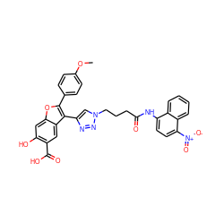 COc1ccc(-c2oc3cc(O)c(C(=O)O)cc3c2-c2cn(CCCC(=O)Nc3ccc([N+](=O)[O-])c4ccccc34)nn2)cc1 ZINC000066101071