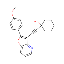COc1ccc(-c2oc3cccnc3c2C#CC2(O)CCCCC2)cc1 ZINC000015935056