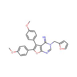 COc1ccc(-c2oc3ncn(Cc4ccco4)c(=N)c3c2-c2ccc(OC)cc2)cc1 ZINC000100491479