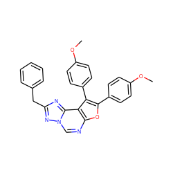 COc1ccc(-c2oc3ncn4nc(Cc5ccccc5)nc4c3c2-c2ccc(OC)cc2)cc1 ZINC000002263039