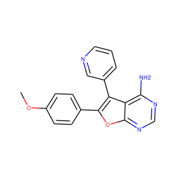 COc1ccc(-c2oc3ncnc(N)c3c2-c2cccnc2)cc1 ZINC000014946128