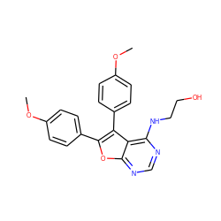 COc1ccc(-c2oc3ncnc(NCCO)c3c2-c2ccc(OC)cc2)cc1 ZINC000002501415