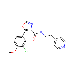 COc1ccc(-c2ocnc2C(=O)NCCc2ccncc2)cc1Cl ZINC000073293969