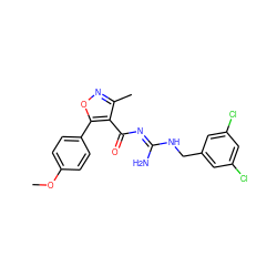 COc1ccc(-c2onc(C)c2C(=O)/N=C(\N)NCc2cc(Cl)cc(Cl)c2)cc1 ZINC000095571622