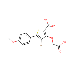 COc1ccc(-c2sc(C(=O)O)c(OCC(=O)O)c2Br)cc1 ZINC000014955099