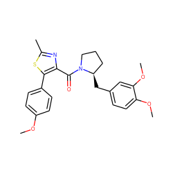 COc1ccc(-c2sc(C)nc2C(=O)N2CCC[C@H]2Cc2ccc(OC)c(OC)c2)cc1 ZINC000653787764