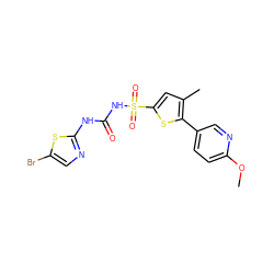 COc1ccc(-c2sc(S(=O)(=O)NC(=O)Nc3ncc(Br)s3)cc2C)cn1 ZINC000045336605