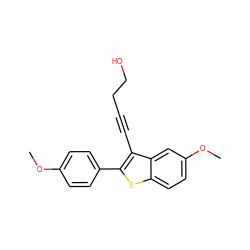 COc1ccc(-c2sc3ccc(OC)cc3c2C#CCCO)cc1 ZINC000015935770