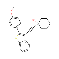 COc1ccc(-c2sc3ccccc3c2C#CC2(O)CCCCC2)cc1 ZINC000015935772