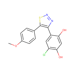 COc1ccc(-c2snnc2-c2cc(Cl)c(O)cc2O)cc1 ZINC000040380033