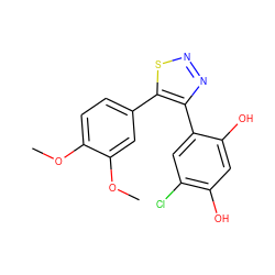 COc1ccc(-c2snnc2-c2cc(Cl)c(O)cc2O)cc1OC ZINC000040848155