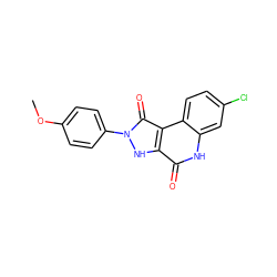 COc1ccc(-n2[nH]c3c(=O)[nH]c4cc(Cl)ccc4c3c2=O)cc1 ZINC000138976239