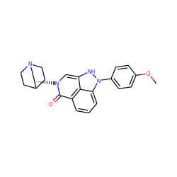 COc1ccc(-n2[nH]c3cn([C@H]4CN5CCC4CC5)c(=O)c4cccc2c34)cc1 ZINC000169694240