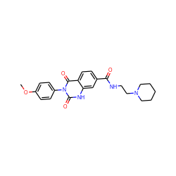 COc1ccc(-n2c(=O)[nH]c3cc(C(=O)NCCN4CCCCC4)ccc3c2=O)cc1 ZINC000028640465