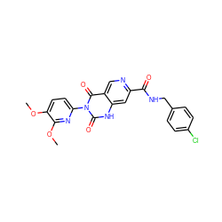 COc1ccc(-n2c(=O)[nH]c3cc(C(=O)NCc4ccc(Cl)cc4)ncc3c2=O)nc1OC ZINC000103265021