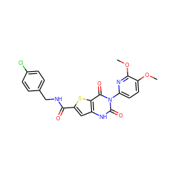 COc1ccc(-n2c(=O)[nH]c3cc(C(=O)NCc4ccc(Cl)cc4)sc3c2=O)nc1OC ZINC000095642073