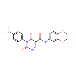 COc1ccc(-n2c(=O)[nH]cc(C(=O)Nc3ccc4c(c3)OCCO4)c2=O)cc1 ZINC000002973167