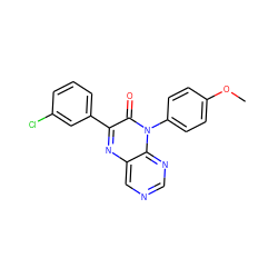 COc1ccc(-n2c(=O)c(-c3cccc(Cl)c3)nc3cncnc32)cc1 ZINC000004238555