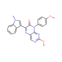 COc1ccc(-n2c(=O)c(-c3cn(C)c4ccccc34)nc3cnc(OC)nc32)cc1 ZINC000004238217