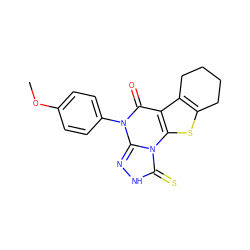 COc1ccc(-n2c(=O)c3c4c(sc3n3c(=S)[nH]nc23)CCCC4)cc1 ZINC000013154426