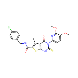 COc1ccc(-n2c(=S)[nH]c3sc(C(=O)NCc4ccc(Cl)cc4)c(C)c3c2=O)nc1OC ZINC000103265016