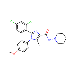 COc1ccc(-n2c(-c3ccc(Cl)cc3Cl)nc(C(=O)NN3CCCCC3)c2C)cc1 ZINC000013611861