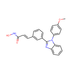 COc1ccc(-n2c(-c3cccc(/C=C/C(=O)NO)c3)nc3ccccc32)cc1 ZINC000003818757