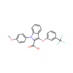 COc1ccc(-n2c(C(=O)O)c(Oc3cccc(C(F)(F)F)c3)c3ccccc32)cc1 ZINC000028528407