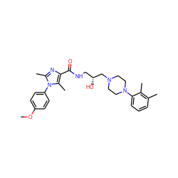 COc1ccc(-n2c(C)nc(C(=O)NC[C@@H](O)CN3CCN(c4cccc(C)c4C)CC3)c2C)cc1 ZINC000072105997