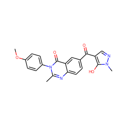 COc1ccc(-n2c(C)nc3ccc(C(=O)c4cnn(C)c4O)cc3c2=O)cc1 ZINC000299833612