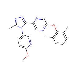 COc1ccc(-n2c(C)nnc2-c2cnc(Oc3c(C)cccc3C)cn2)cn1 ZINC000043015276