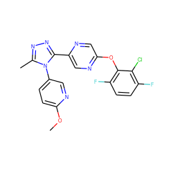 COc1ccc(-n2c(C)nnc2-c2cnc(Oc3c(F)ccc(F)c3Cl)cn2)cn1 ZINC000043073718