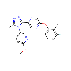 COc1ccc(-n2c(C)nnc2-c2cnc(Oc3cccc(F)c3C)cn2)cn1 ZINC000043018068