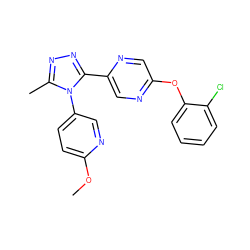 COc1ccc(-n2c(C)nnc2-c2cnc(Oc3ccccc3Cl)cn2)cn1 ZINC000043022795