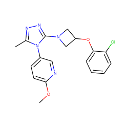 COc1ccc(-n2c(C)nnc2N2CC(Oc3ccccc3Cl)C2)cn1 ZINC000045339393