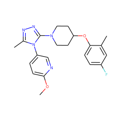 COc1ccc(-n2c(C)nnc2N2CCC(Oc3ccc(F)cc3C)CC2)cn1 ZINC000045347673