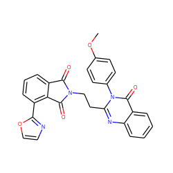 COc1ccc(-n2c(CCN3C(=O)c4cccc(-c5ncco5)c4C3=O)nc3ccccc3c2=O)cc1 ZINC000113770706