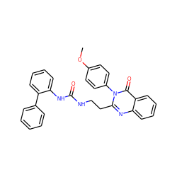 COc1ccc(-n2c(CCNC(=O)Nc3ccccc3-c3ccccc3)nc3ccccc3c2=O)cc1 ZINC000113768666