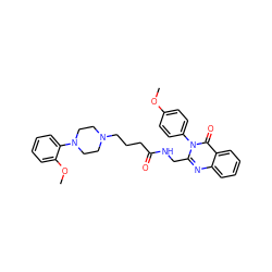 COc1ccc(-n2c(CNC(=O)CCCN3CCN(c4ccccc4OC)CC3)nc3ccccc3c2=O)cc1 ZINC000029123227