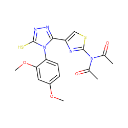 COc1ccc(-n2c(S)nnc2-c2csc(N(C(C)=O)C(C)=O)n2)c(OC)c1 ZINC000096282323