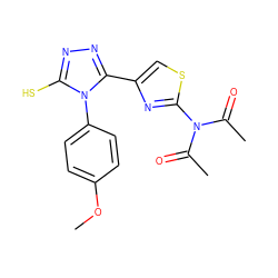 COc1ccc(-n2c(S)nnc2-c2csc(N(C(C)=O)C(C)=O)n2)cc1 ZINC000096282324